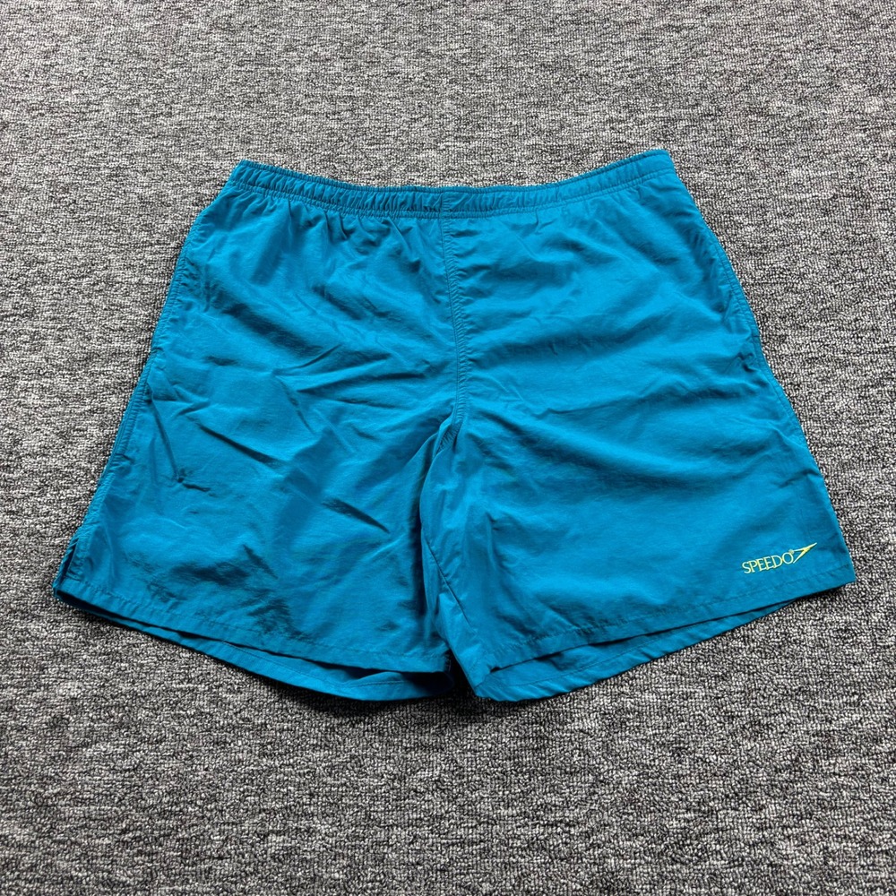 Vintage 1990s Speedo Embroidered Logo Board Shorts Teal Blue Mens Size Medium